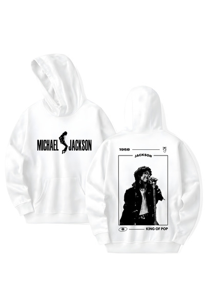STİL-X Φούτερ με κουκούλα από βαμβάκι με στάμπα Michael Jackson, μακρυμάνικο,...