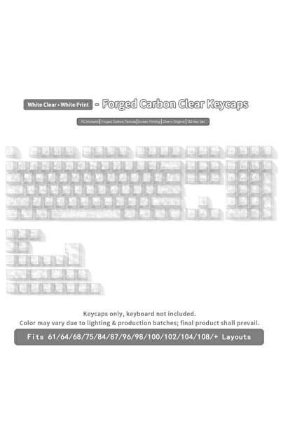 Choice1 Top Print White New 130+ Keys Ice Carbon Fiber Keycaps Black White Fo...