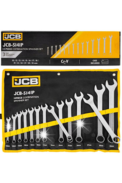 Jcb Set de chei fixe, 14 piese, oțel CrV, 10-32 mm