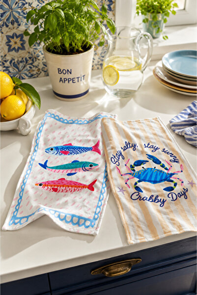 Pilloveland Patterned Kitchen Towels (Set of 2) |   30×50 cm - Fish