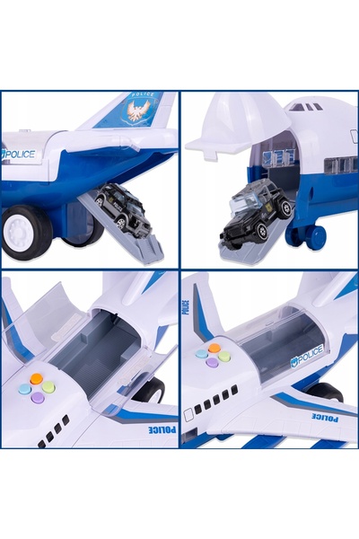 Stator Avion de poliție interactiv cu mașini, de aeroport, cu sunete, deschiz...