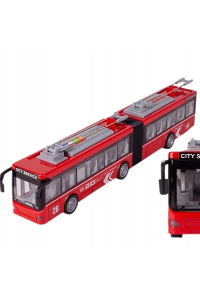 NO BRAND Autobuz urban tip troleibus cu lumini și sunete, uși care se deschid