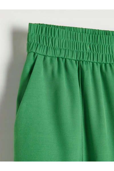 NO BRAND Pantaloni verzi din material cu bordură, cu talie elastică lejeră, m...