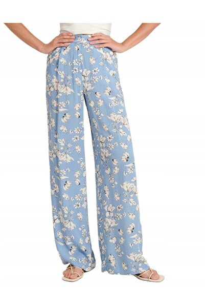 NO BRAND Pantaloni din material textil cu model, albaștri, cu talie înaltă, l...
