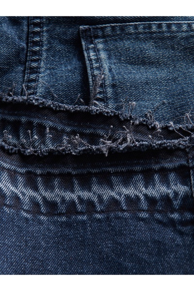 NO BRAND Fustă maxi din denim bleumarin, cu șliț, margini nefinisate, din bum...