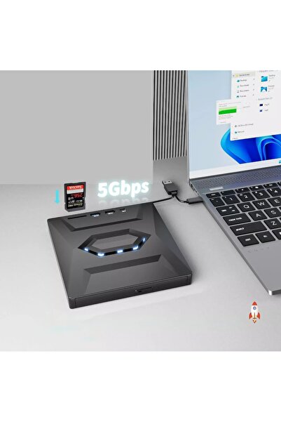 NO BRAND UNITATE DE ÎNREGISTRARE EXTERNĂ CD/DVD RW 7-în-1 USB 3.0 cu cititor ...