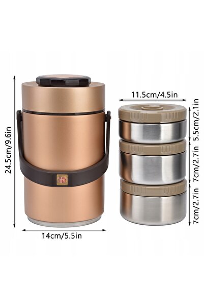 NO BRAND Termos pentru prânz, 3 straturi, 2,3 L, portabil