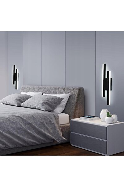 NO BRAND Aplică de perete liniară LED de 16W, neagră, reglabilă, modernă, pen...