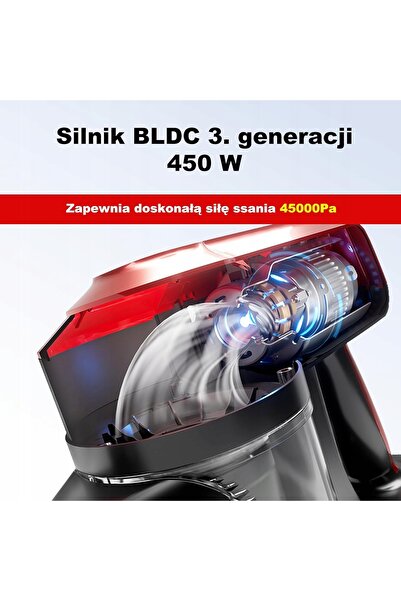 NO BRAND Aspirator fără fir 450W 45Kpa 60 min Perie turbo LED