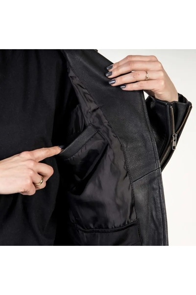 NO BRAND Geacă de piele Ozone Ramones Modern Lady negru mat DM