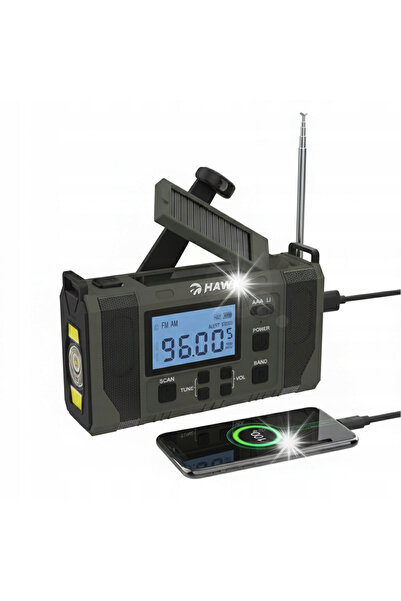 NO BRAND Radio portabil cu dinam solar, lanternă SOS, power bank 10000 mAh