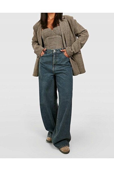 NO BRAND Boohoo 46 Pantaloni lungi din denim albaștri cu croială largă, nuanț...