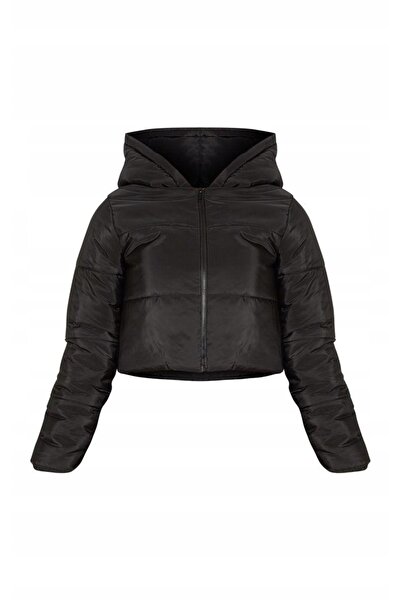 NO BRAND Geacă scurtă matlasată neagră, clasică, uni, Prettylittlething 38