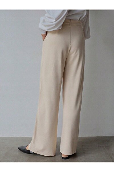 NO BRAND Pantaloni lungi bej, eleganți, largi, simpli, clasici, cu model, Fri...