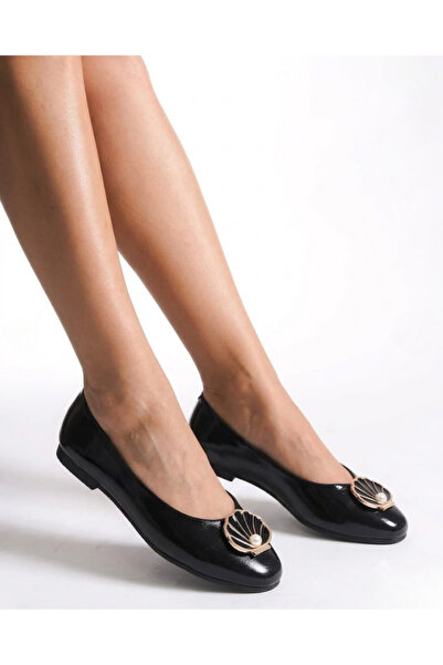 Enes Ayakkabıcılık Women's Stylish Shiny Daily Ballerina Shoes with Buckle De...