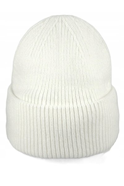 NO BRAND Set de damă: Căciulă caldă din angora și eșarfă de iarnă, alb