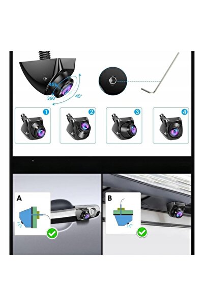NO BRAND Cameră auto de marșarier AHD 1080P de 4.3 inch, cu viziune nocturnă,...