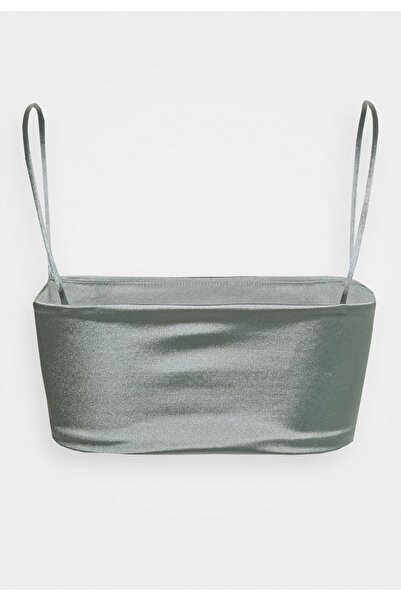 NO BRAND Top mulat din satin, verde mentă, cu mânecă scurtă, pentru ziua de z...