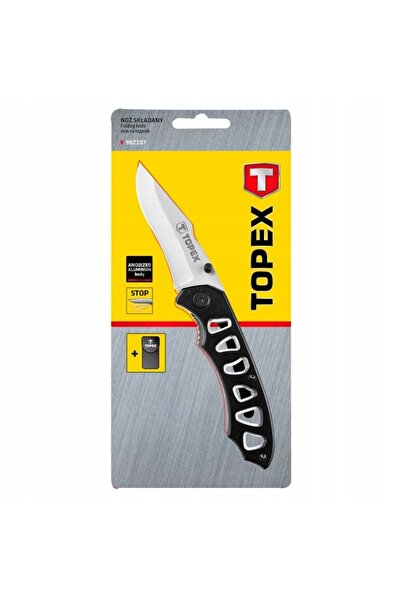 NO BRAND Briceag cu lamă blocabilă 80mm + Husă Supraviețuire Topex 98Z107
