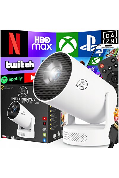 NO BRAND Proiector LED Heelly Android Rotativ 4K Mini Boxă Alb