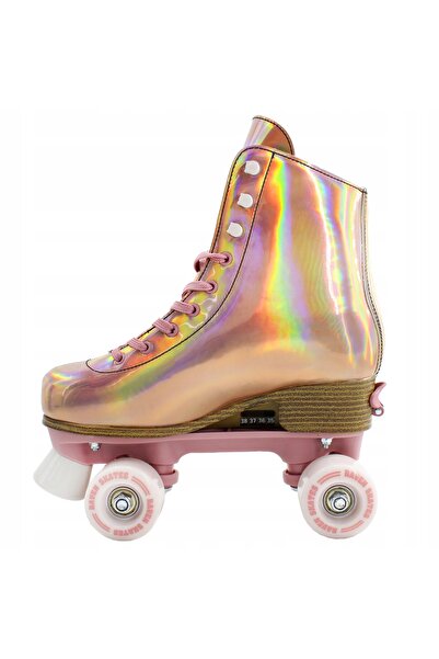 NO BRAND Patine cu rotile clasice retro, reglabile, Raven Holo Coral 39-42