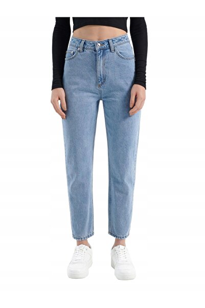 NO BRAND Blugi gri deschis Mom Jeans din bumbac Classic House 34