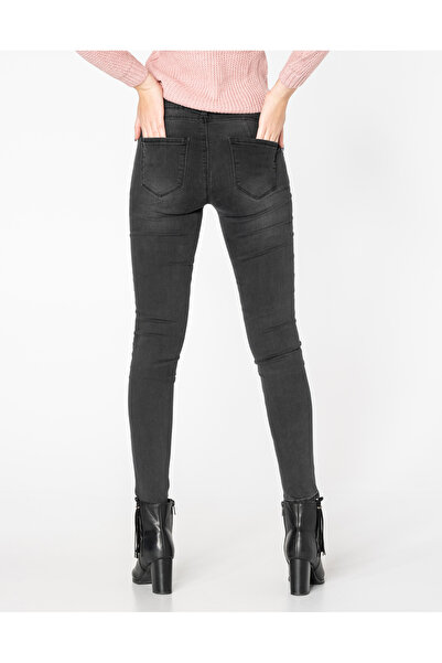 NO BRAND Pantaloni negri blugi skinny fit de damă, bumbac elastic, 9116, 70 cm