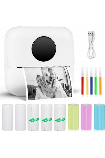 NO BRAND Gukkk Mini Imprimantă Portabilă Wireless Bluetooth Albă 1200 mAh Hârtie