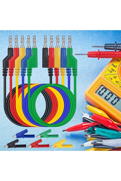 NO BRAND Cabluri de testare multimetru de 1m, cu conectori dubli de 4mm + 10 ...
