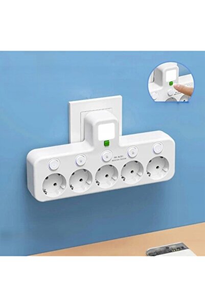 NO BRAND Prelungitor cu 4 prize, 2 USB și 1x Type-C, 7-în-1
