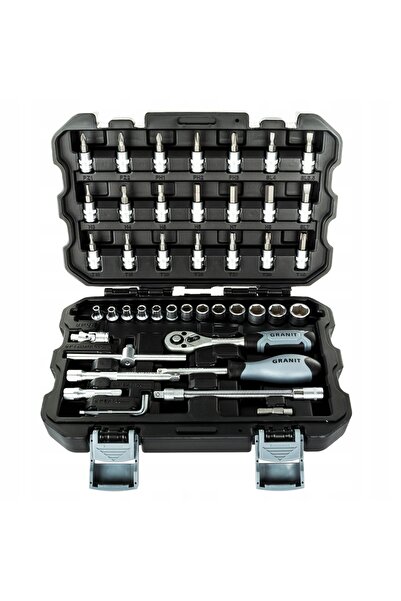 NO BRAND Set de chei tubulare de 1/4 inch, 45 de piese Granit Negru