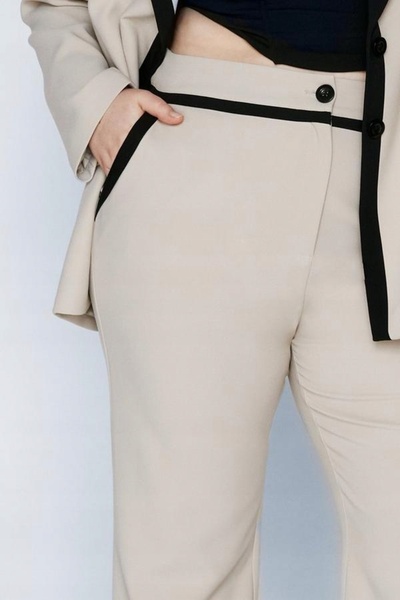NO BRAND Pantaloni din stofă bej, eleganți, netezi, drepți, Gal 54