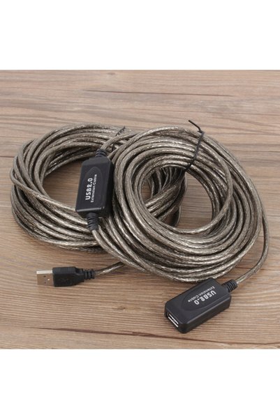 NO BRAND Cablu prelungitor USB 2.0 Tip A 20m Negru