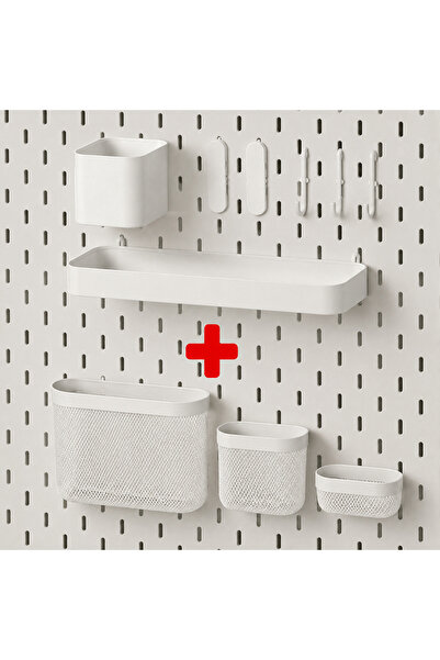 IKEA Skadis 10-Piece Set, 7-Piece Set and 3-Piece Baskets, White Color