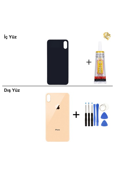 ARSKİNG iPhone XS MAX Altın Arka Kapak Arka Cam Batarya Kapağı Lazer Kesim Ka...