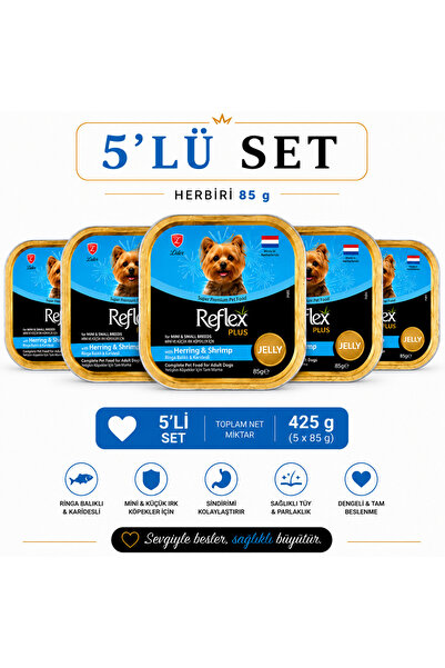 Reflex Plus Ringa Balıklı & Karidesli Jelly Yaş Köpek Maması 85 gr x 5 Adet