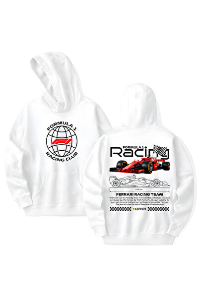 STİL-X Formula 1 Printed Cotton Long Sleeve Hooded Sweatshirt with 3 Yarns