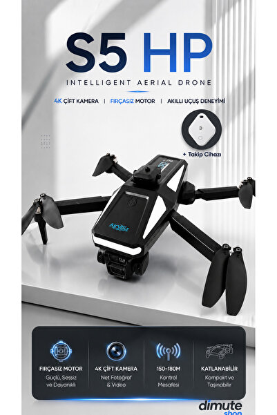 Dimute Shop S5 HP Intelligent Aerial Drone 4K Çift Kameralı Fırçasız Motorlu ...