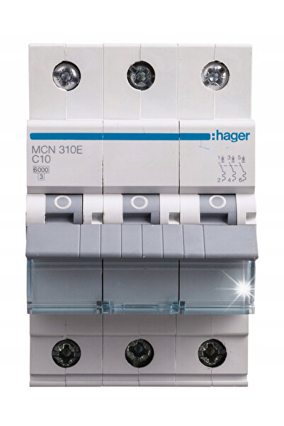 Hager Pharma 6kA, C, 10A, 3P, C10 Hager Mcn310E