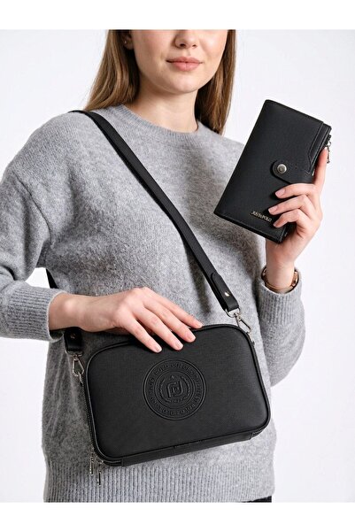 Just Polo Combined Women's 5-Compartment Shoulder Strap Bag and Wallet Set