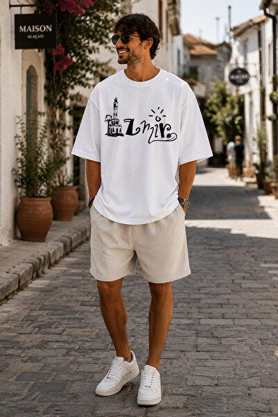 ArtYus İzmir Printed Crew Neck Casual Unisex Oversize T-Shirt - Βαμβακερό Cas...
