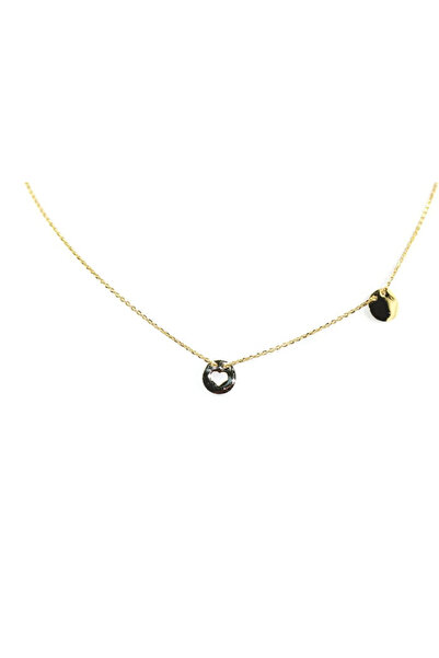 NO BRAND Colier de aur dublu, stil celebritate, 585 sterling