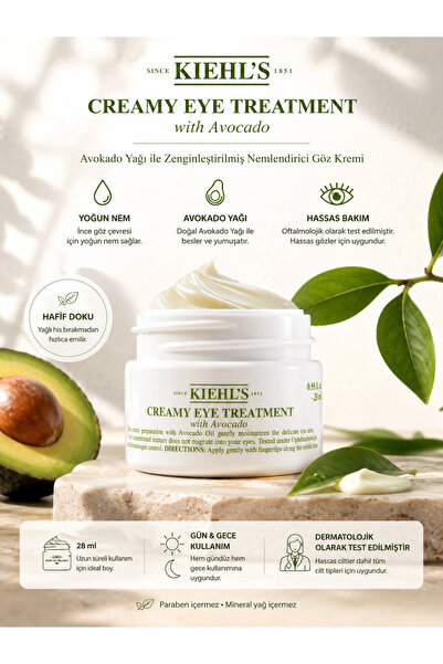 Kiehl's Avokado Özlü Yoğun Nemlendirici ve Besleyici Göz Çevresi Kremi 28 ml