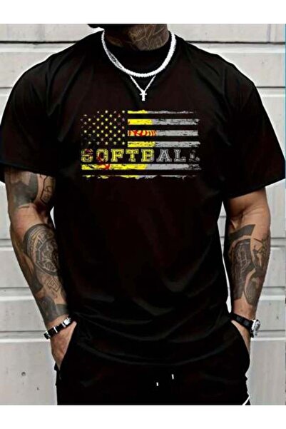 799 100% Cotton American Flag Softball Fan Team Distressed Gift T-Shirt Women...
