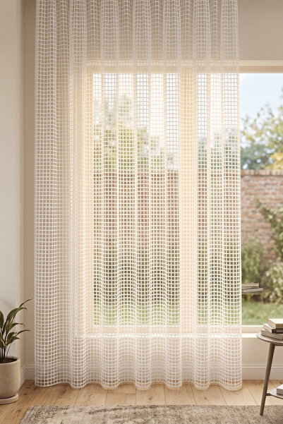 Cortibo Sevilla Mesh Tulle Curtain Without Pleats - White