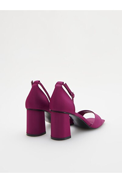 NO BRAND Sandale mov din satin cu toc, pantofi clasici, eleganți, mărimea 38.