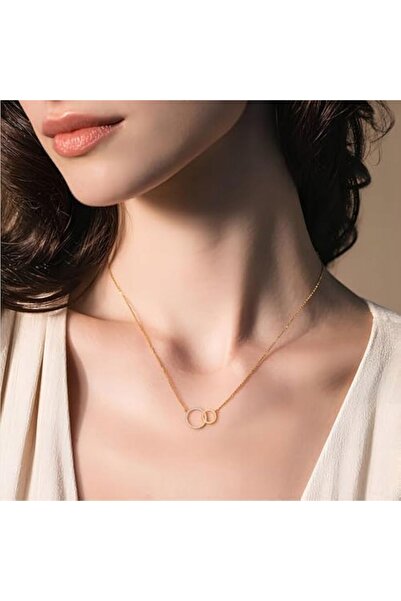 NO BRAND Colier de damă din aur de 14K, Colier infinit din argint, Cercuri in...