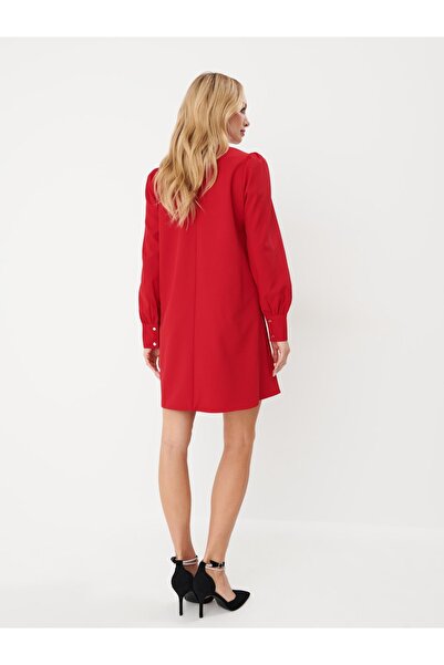 NO BRAND Rochie mini clasică roșie, lejeră, cu mânecă lungă, uni, Mohito 32
