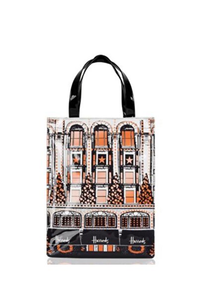 Harrods شنطة كتف بشعار مبنى هارودز مقاس وسط ( M: 29 × 38 × 11 cm) لون اسود