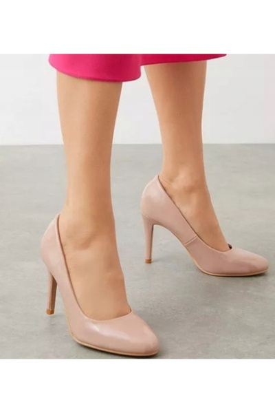 NO BRAND Tocuri stiletto clasice bej, vârf migdală, piele ecologică, Wallis 38